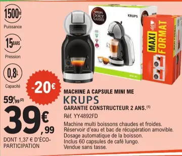 Offre: MACHINE A CAPSULE MINI ME