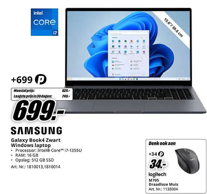 Aanbieding: Galaxy Book4 Zwart Windows laptop