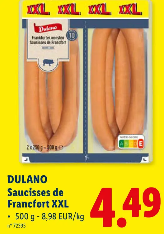 Offre: Saucisses de Francfort XXL
