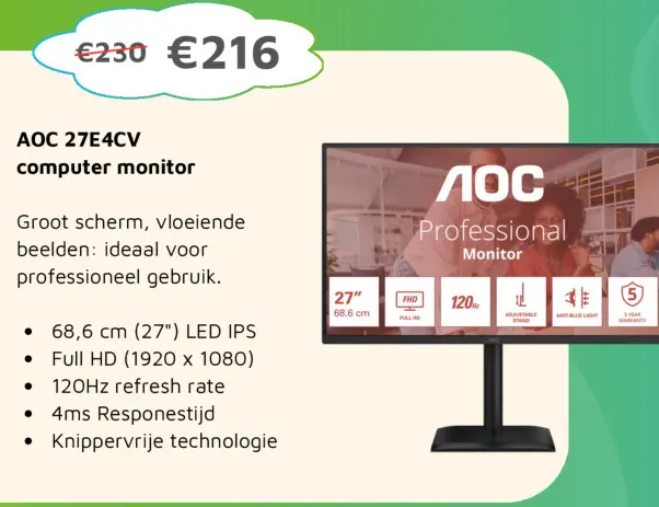 Aanbieding: AOC 27E4CV computer monitor