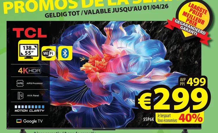 Offre: TCL 55" 4K HDR Google TV