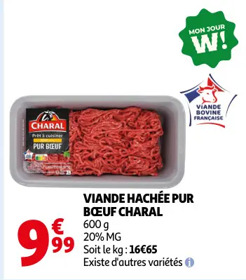 Promotie: Viande hachée pur bœuf CHARAL