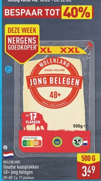 Aanbieding: Goudse kaasplakken 48+ jong belegen