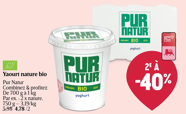 Offre: Yaourt nature bio