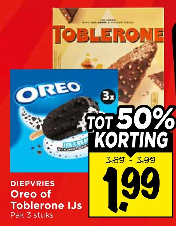 Aanbieding: Oreo of Toblerone IJs