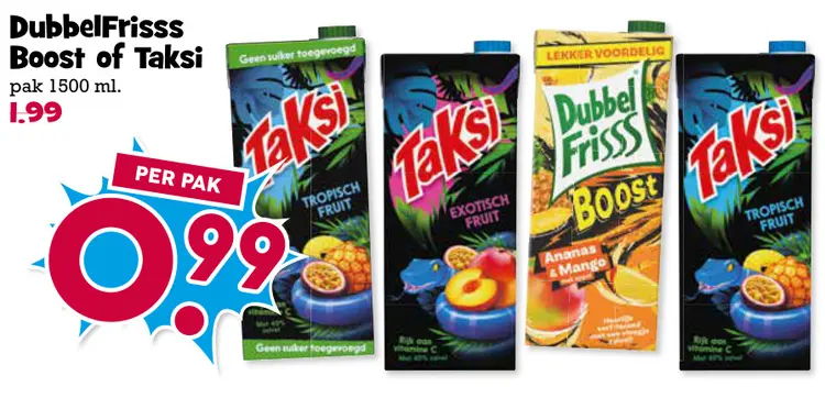 Aanbieding: DubbelFrisss Boost of Taksi