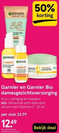 Aanbieding: Garnier en Garnier Bio damesgezichtsverzorgin