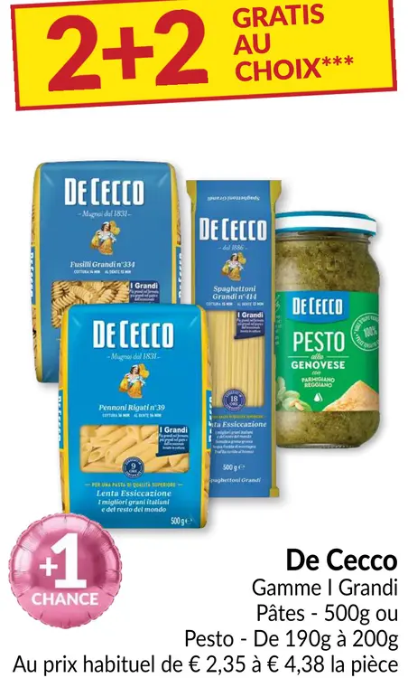 Offre: Gamme I Grandi Pâtes ou Pesto