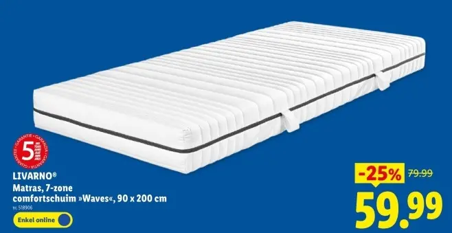 Promotie: Matras, 7-zone comfortschuim "Waves"