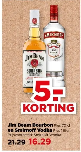 Aanbieding: Jim Beam Bourbon en Smirnoff Vodka