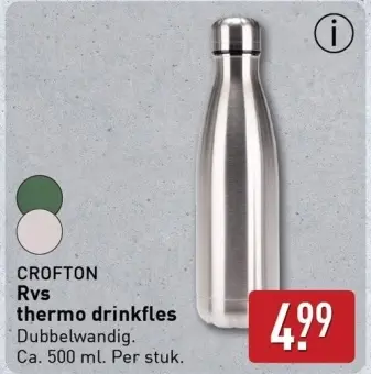 Aanbieding: CROFTON Rvs thermo drinkfles