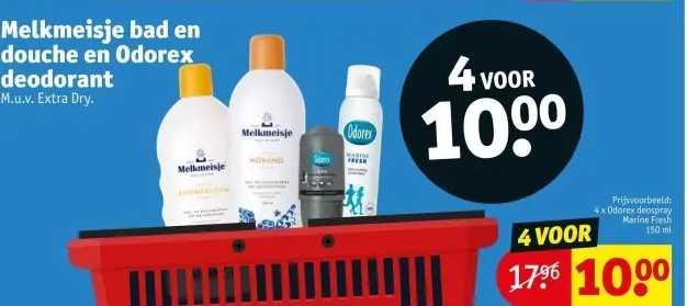 Promotie: Melkmeisje bad en douche en Odorex deodorant