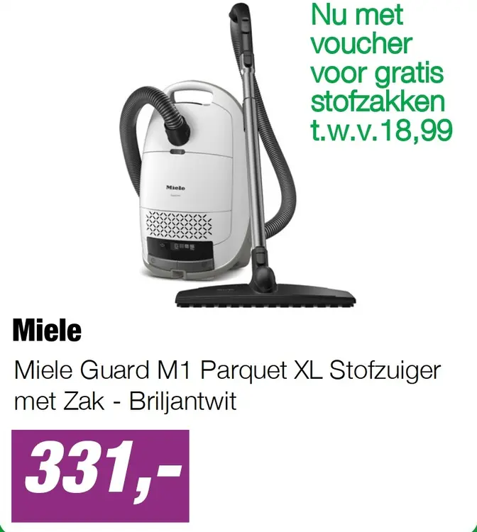 Aanbieding: Miele Guard M1 Parquet XL Stofzuiger met Zak - Briljantwit