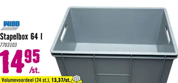 Aanbieding: WIBO Opbergbox 60x32x40 cm grijs 64 liter
