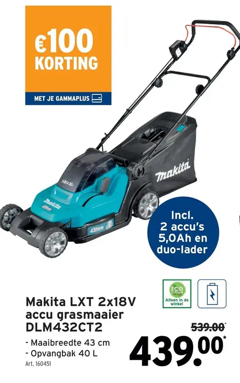 Promotie: LXT 2x18V accu grasmaaier DLM432CT2