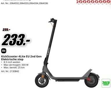 Promotie: KickScooter 4Lite EU 2nd Gen Elektrische step