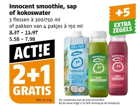 Aanbieding: Innocent smoothie, sap of kokoswater