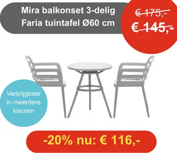 Aanbieding: Mira balkonset 3-delig Faria tuintafel