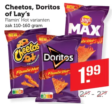 Aanbieding: Cheetos, Doritos of Lay's