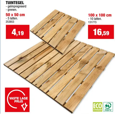 Promotie: Cartri Terrastegel 50x50 cm 0,25m² hout