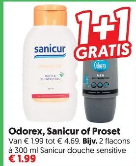 Aanbieding: Odorex, Sanicur of Proset