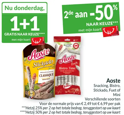 Promotie: Aoste Snacking, Bistro, Stickado, Fuet of Mini