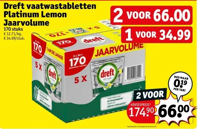 Promotie: Vaatwastabletten Platinum Lemon Jaarvolume