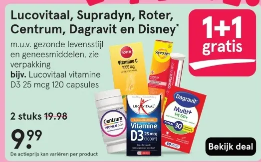Aanbieding: Lucovitaal, Supradyn, Roter, Centrum, Dagravit eb Disney
