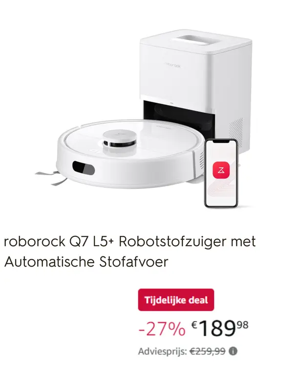 Promotie: roborock Q7 L5+ Robotstofzuiger