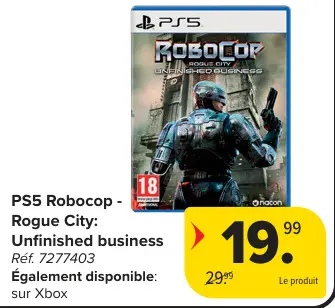 Offre: PS5 Robocop - Rogue City: Unfinished business