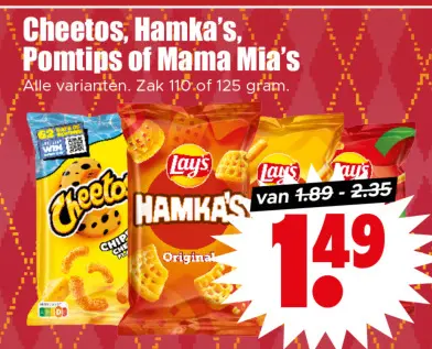 Aanbieding: Cheetos, Hamka's, Pomtips of Mama Mia's
