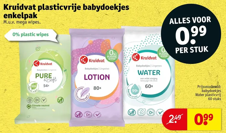 Aanbieding: Plasticvrije babydoekjes enkelpak