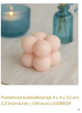 Aanbieding: Pastelroze bubbelkaarsje