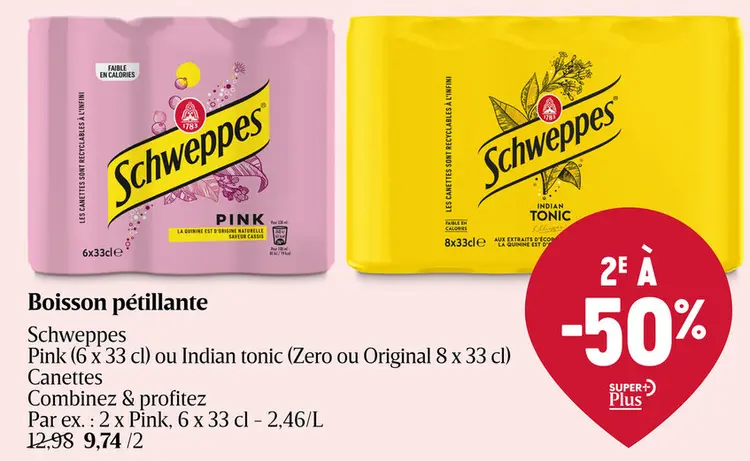 Offre: Boisson pétillante Schweppes