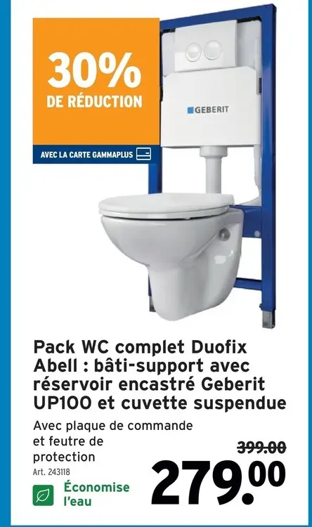 Offre: Pack WC complet Duofix Abell : bâti-support