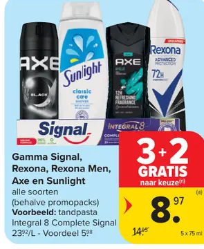 Aanbieding: Gamma Signal, Rexona, Rexona Men, Axe en Sunlight