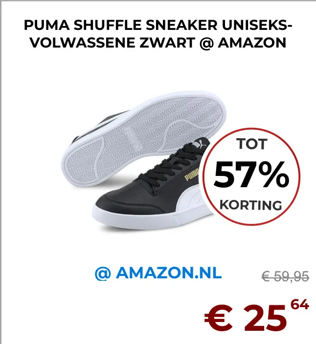 Aanbieding: Puma shuffle sneaker uniseks-volwassene zwart