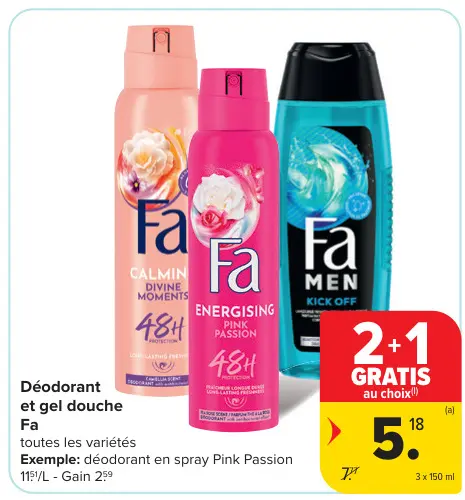 Offre: Déodorant et gel douche