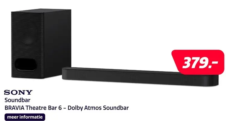 Aanbieding: Sony BRAVIA Theatre Bar 6 - Dolby Atmos Soundbar