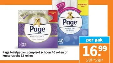 Aanbieding: Page toiletpapier compleet schoon of kussenzacht