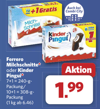 Aanbieding: Ferrero Milchschnitte oder Kinder Pingui