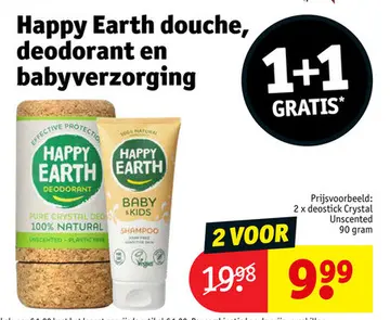 Aanbieding: Happy Earth douche, deodorant en babyverzorgiing