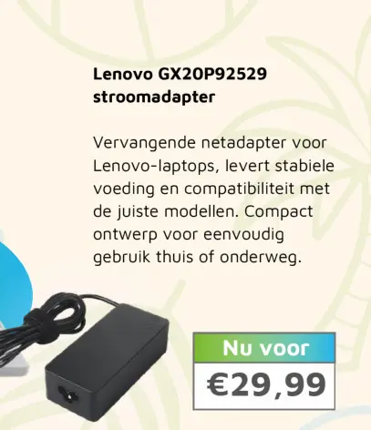 Aanbieding: Lenovo GX20P92529 stroomadapter