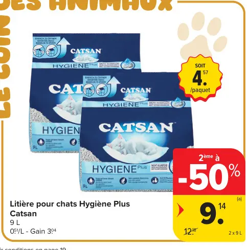 Offre: Litière pour chats Hygiène Plus