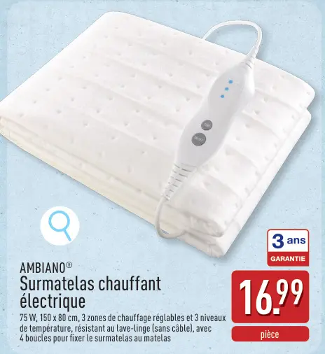 Offre: Surmatelas chauffant électrique