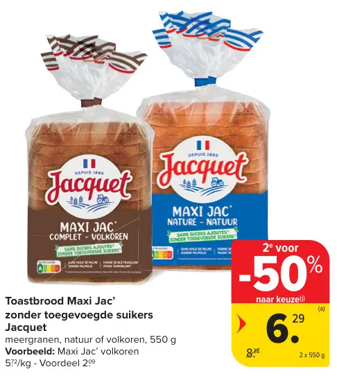 Promotie: Toastbrood Maxi Jac' zonder toegevoegde suikers