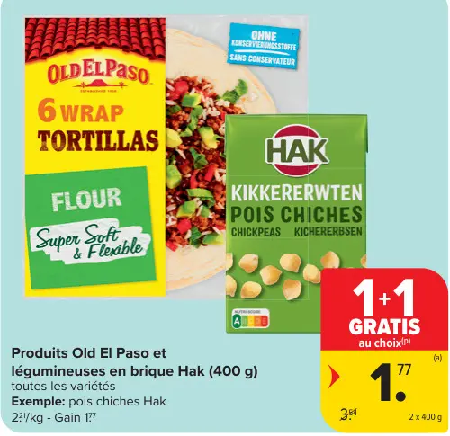 Offre: Old El Paso products and Hak brick legumes