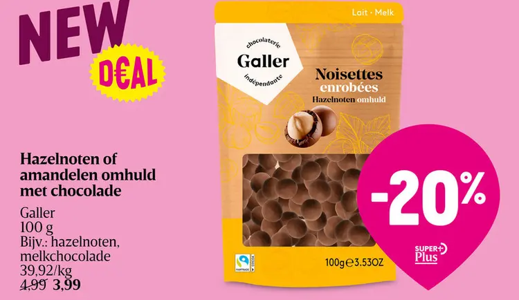 Aanbieding: Hazelnoten of amandelen omhuld met chocolade