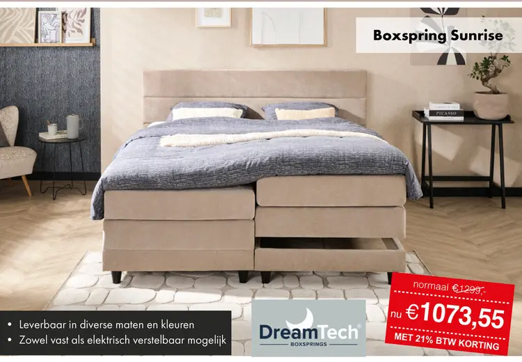 Promotie: Sunrise boxspring taupe