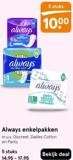 Aanbieding: Always enkelpakken